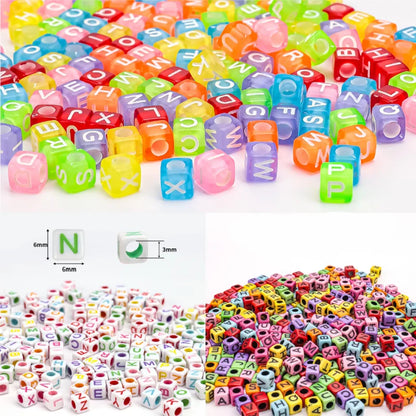 500/300pcsAcrylic Alphabet Cube Beads, Assorted A-Z Letter Spacer Beads for Bracelet, Necklace DIY Jewelry Making Craft Suppl