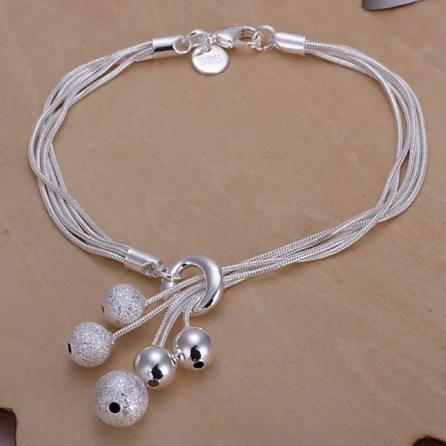 Fine Noble 925 Sterling Silver Solid Chain Bracelet For Women Men Charm Party Gift Wedding party Fashion Jewelry - H243