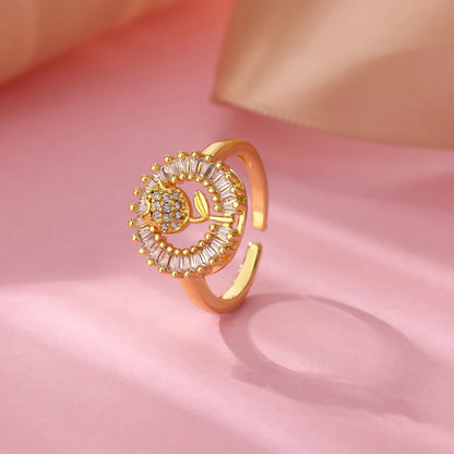 Stainless Steel Zircon Geometric Rings For Women Luxury Evil Eye Gold Color Adjustable Trendy Wedding Aesthetic Jewerly Gift 