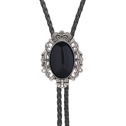 Bolo Tie Western Cowboy Opal Rodeo Leather Necktie