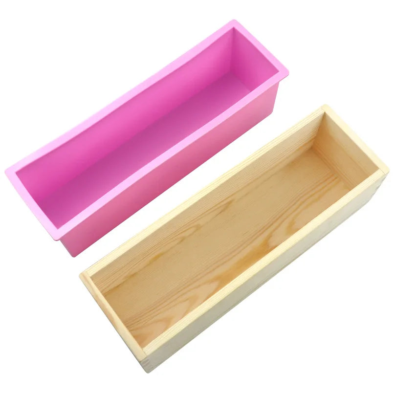 Soap Making Tools Wood Cutting Box 1200g Silicone Soap Mould Rectangular Toast Loaf Mold DIY Handmade Tool