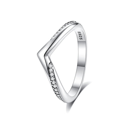 Original 925 Sterling Silver Ring Love Heart Pave CZ Crystal Stackable Rings For Women Wedding Engagement Birthday Gift Jewel