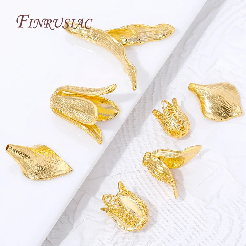 18K Gold Plated Brass Bead Caps,Tassel End Caps For Jewelry Making Findings,DIY Necklaces&Bracelets Accessories
