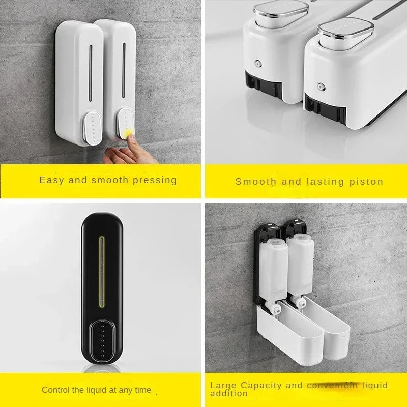 300ml Wall Mount Soap Dispenser Manual Shampoo Shower Gel Dispenser Lotion Container Liquid Hand Soap Dispenser for Bathroom