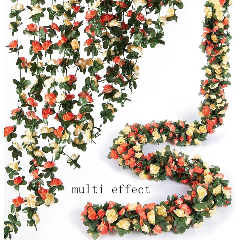 250CM Artificial Rose Flowers for Wedding Home Room Decoration Autumn Garden Outdoor Arch Christmas Rattan DIY Fake Plants Vi