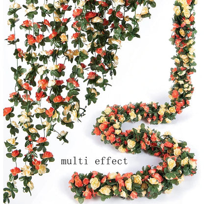 250CM Artificial Rose Flowers for Wedding Home Room Decoration Autumn Garden Outdoor Arch Christmas Rattan DIY Fake Plants Vi