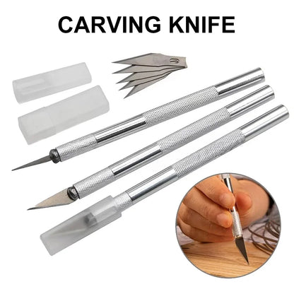 Engraving Non-Slip Metal Scalpel Knife Tools Kit Paper Cutter Engraving Craft Knives With 5 Pcs Blades Repair Hand Repair Too