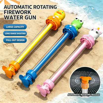 Summer Unicorn Scattering Firecracker Water Gun, Pull-Back Water Cannon, Spraying Water Fun Toy for Kids