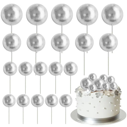 20Pcs Colorful Balls Cake Topper Mini Balloons Cupcake Insert Sticks for Wedding Birthday Party Cake DIY Decoration Baby Show