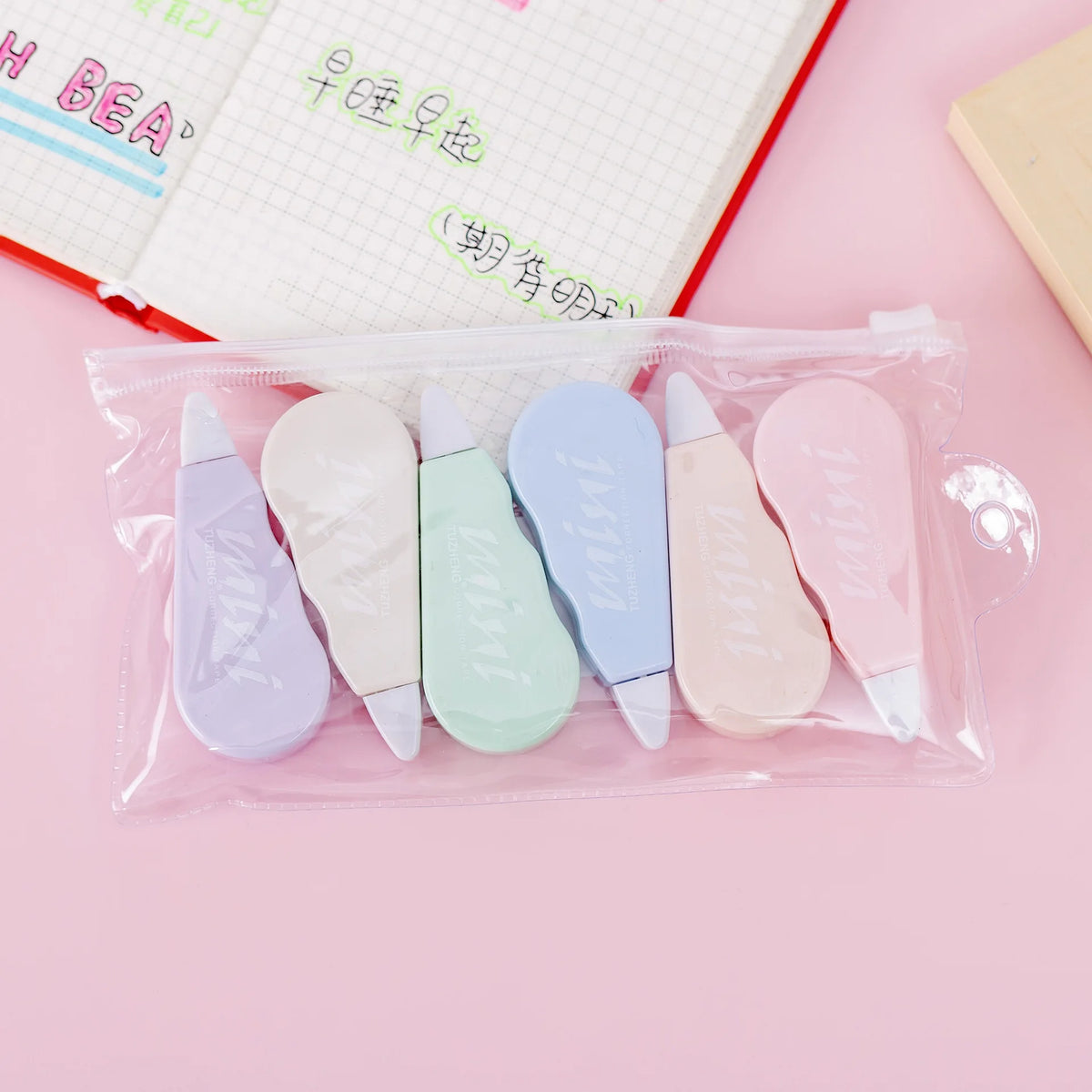 6pc Set Correction Tape Kawaii Mechanical Cute Design Correction Tape - Perfect for Decorating Diaries and School Supplies - 