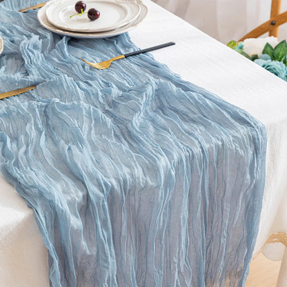 Wedding Table Runner Semi-Sheer Vintage Cheesecloth Gauze Table Decoration Setting Dining Party Christmas Banquets Arches Dec