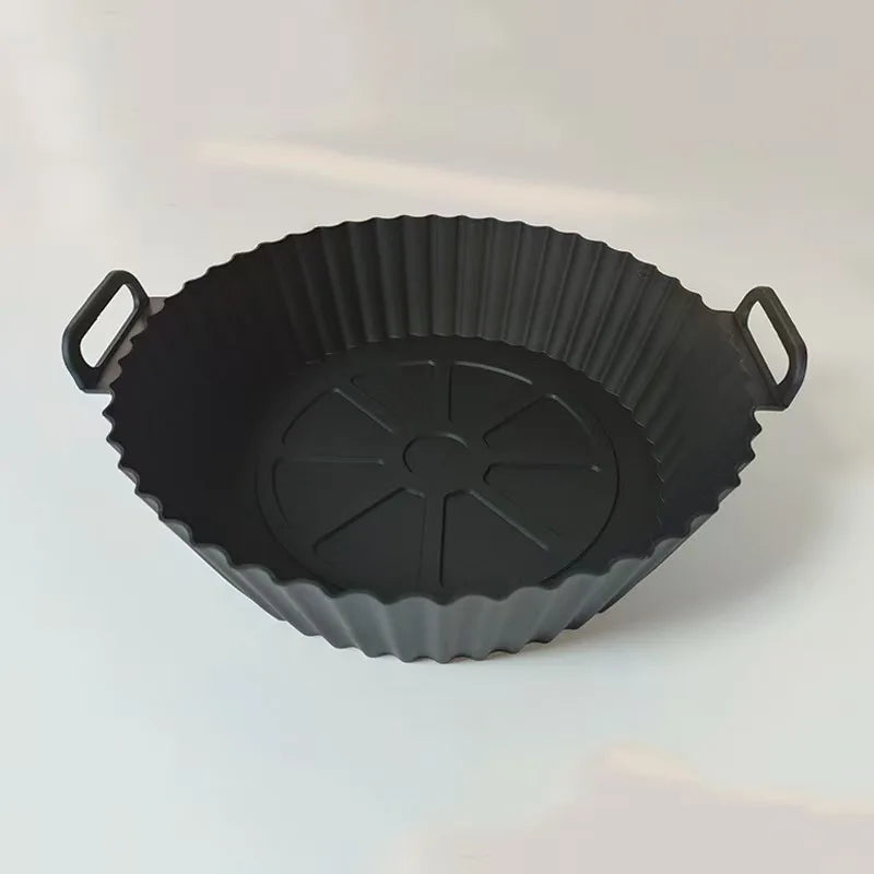 Silicone Air Fryer Liner, Reusable Round Liners for Tower,BPA-Free Non-Stick Silicone Air Fryer Accessories - black
