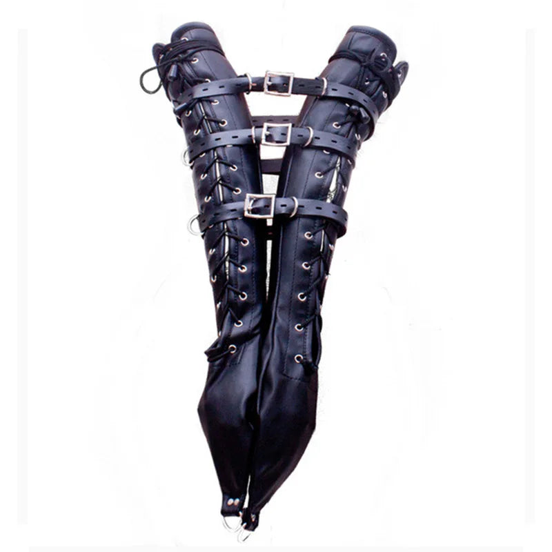 BDSM Strait Jacket / Armbinder,Leather Deluxe Arm Binder Restraint,Behind Back Bondage Gloves,Sex Toys For Couples - A Bdsm A