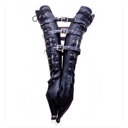 BDSM Strait Jacket / Armbinder,Leather Deluxe Arm Binder Restraint,Behind Back Bondage Gloves,Sex Toys For Couples