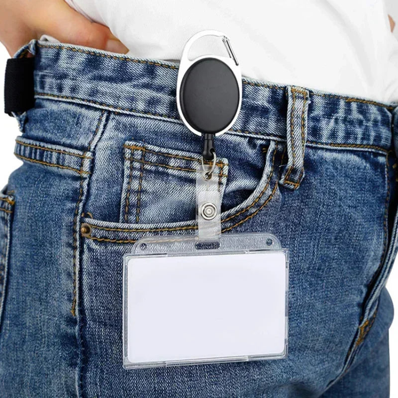 Transparent Cards Slots ID Tag Badge Holder with Badge Reel Cards Storage Organizer Employee Pass Work Card Case Sleeve