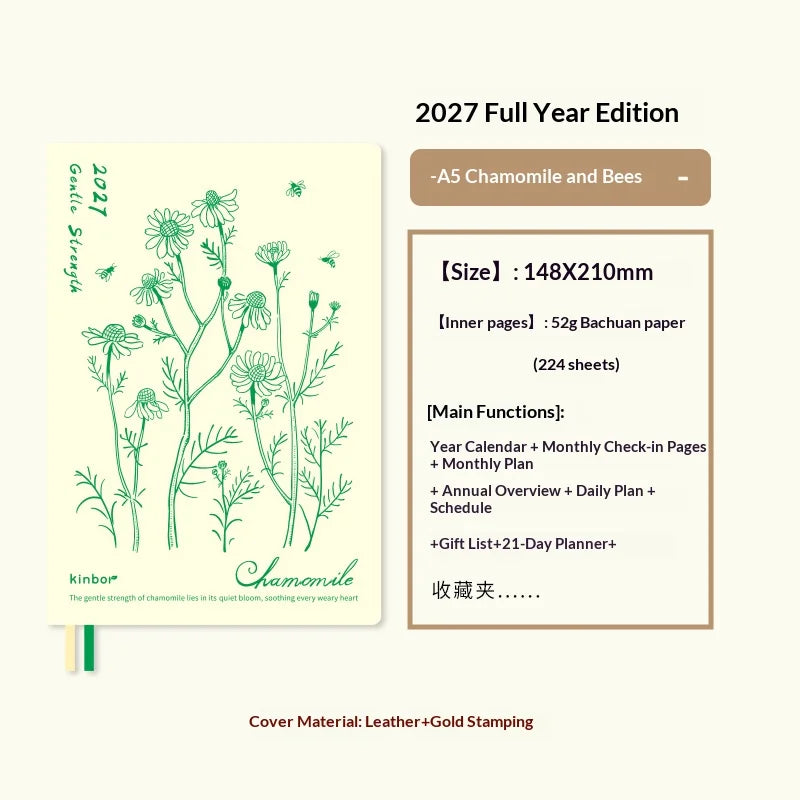 Kinbor 2027 Full Year A5 A6 Notebook Planner 52g Bachuan Paper Daily Journal Agenda Month Year Recrod Book Time Management Bo