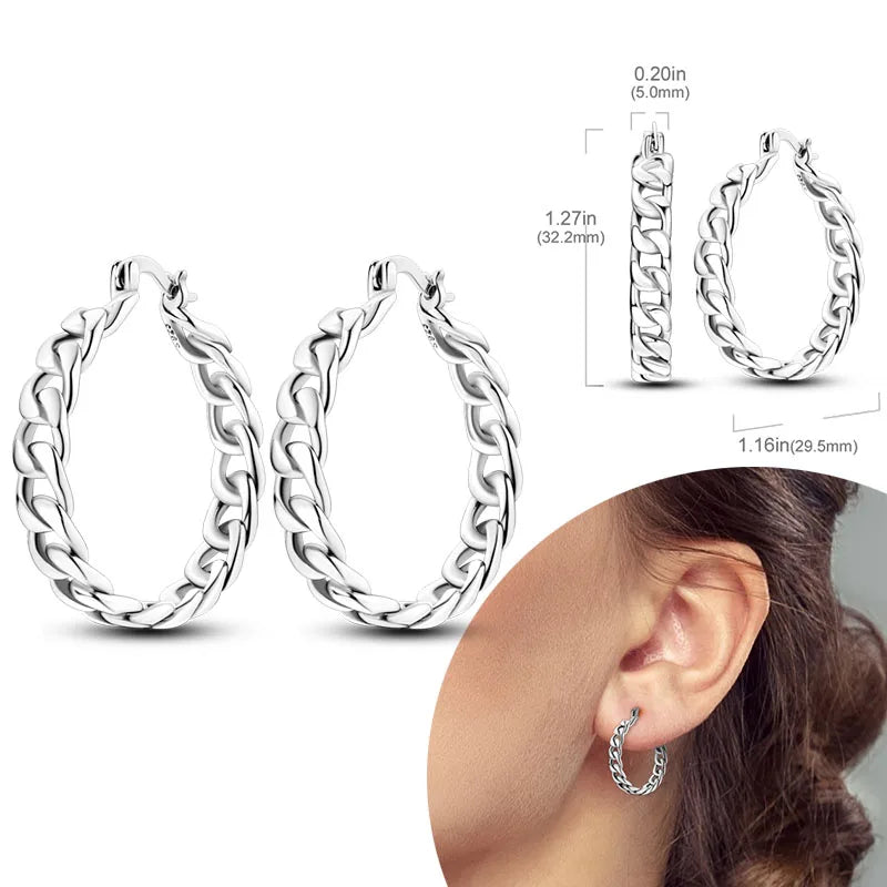 925 Sterling Silver Hoops Earrings Hypoallergenic Hoops Earrings With Zirconia Fashion Jewelry for Women Girls - KTE129