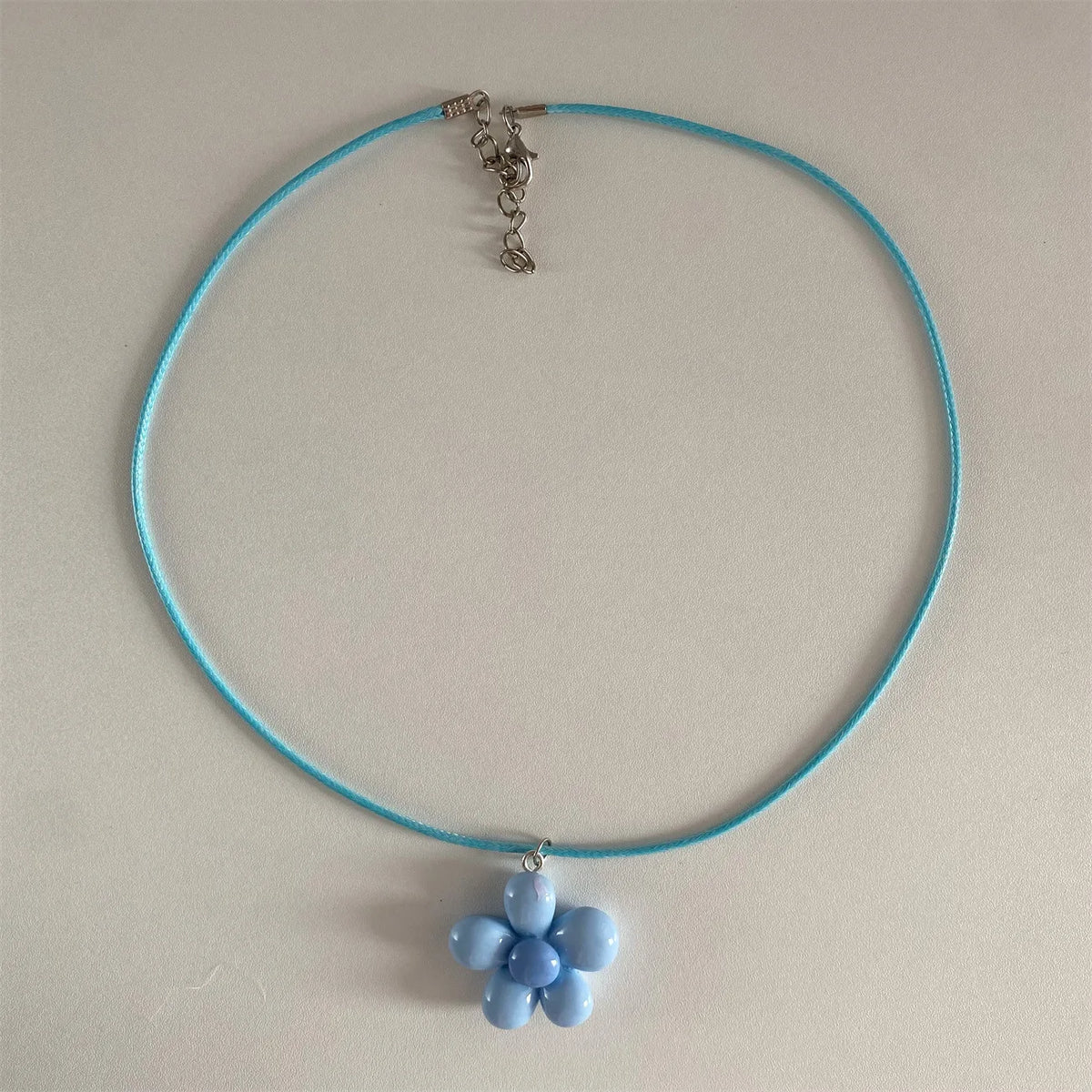 LATS Sweet Colorful Flower Pendant Necklace for Women Girl Floral Design Rope Chain Chokers Fashion Jewelry Gift - 771053