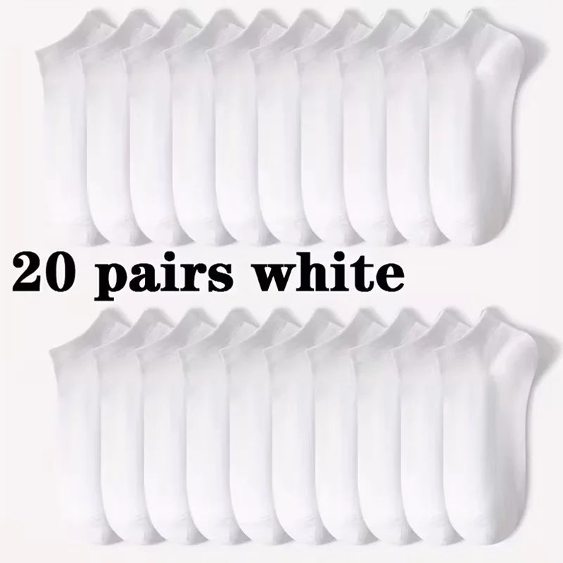5/10-Pack Unisex Comfort-Fit Ankle Socks For All, Breathable & Lightweight - Ideal For Sports & Daily Wear - 20pairs White