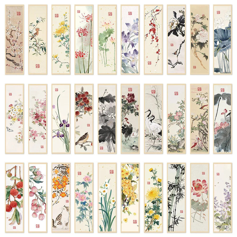 30pcs Chinese painting style bookmarks Chinese ink painting reading book page book marking notebook marking student stationer
