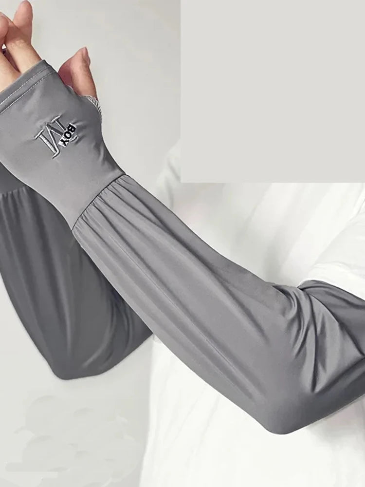 1 Pair Mens Ice Arm Sleeves Sunscreen Elastic Driving Gloves Outdoor UV Protection Arm Cover Sleeves Lightweight Cool Muff Ne
