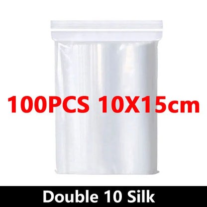 100Pcs Thicken Zipper Sealed Bags Clear Plastic Storage Bag for Small Jewelry Food Packing Reclosable Ziplock Sealing Bags - 