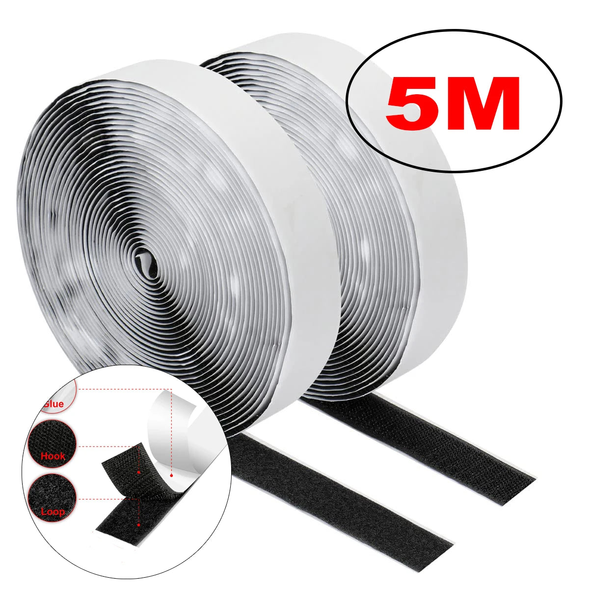 1-10M Self Adhesive Hook and Loop Tape Fastener House Diy Magic Tap Auto Double Sided Roll Strong Glue Home Strap Strips Doub