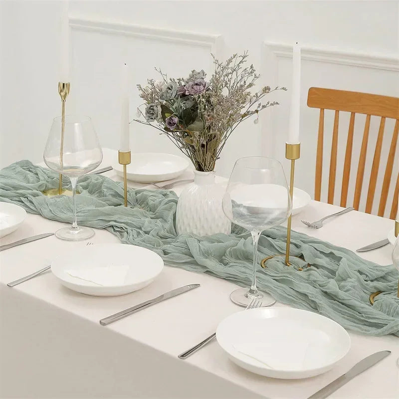 Gauze Table Runner Dinning Decoration 90*300CM Rustic Country Boho Beach Wedding Party Table Decor Christmas Table Runners