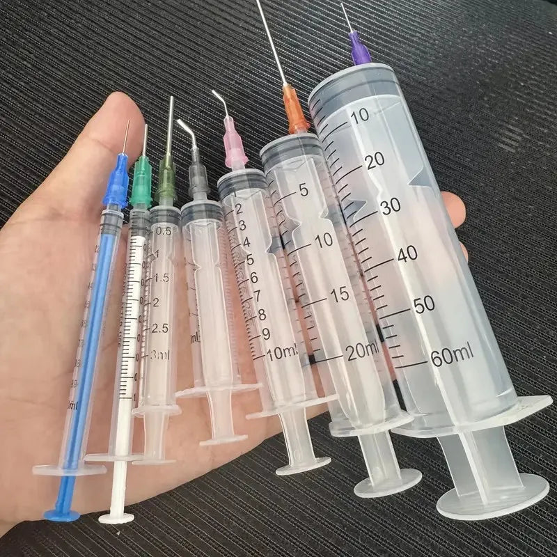 14/10pcs Syringe Set with Blunt Needles, Various Size1ml,3ml,5ml,10ml,20ml,60ml,Plastic, for Refilling, Measuring, Scientif -
