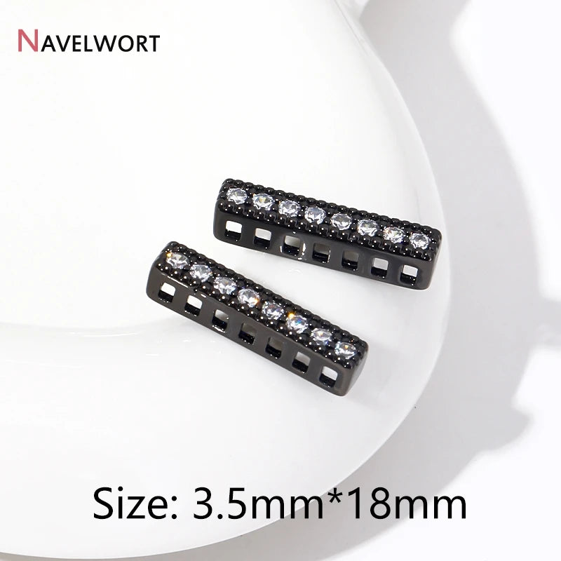 18K Gold Plated Brass Spacer Bars,Cuboid Rows Separator,Inlaid Zircon Accessories DIY Spacer Bars,Supplies For Jewelry