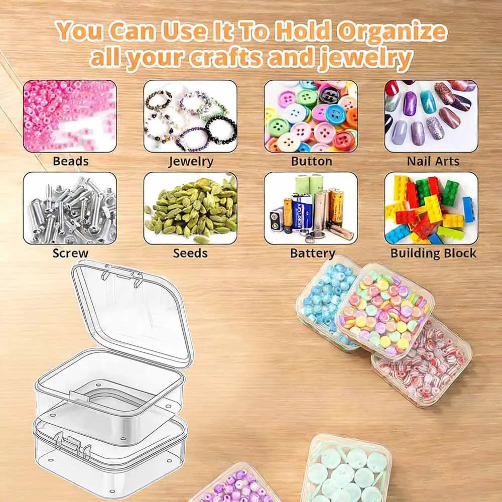 Transparent plastic craft storage box, portable multifunctional storage box, suitable for jewelry, beads, DIY art supplies