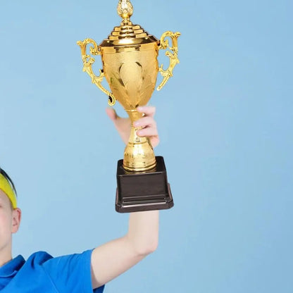 Children's Gold Trophy Awards School Rewarding Supply Competition Soccer Winner Award Trophy Toy Plastic Model Small Prize Cu