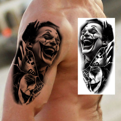 1 Sheet Evil Women Face Joker Mask Temporary Tattoos For Men Women Adults Waterproof Realistic Fake Tattoos Long Lasting Stic