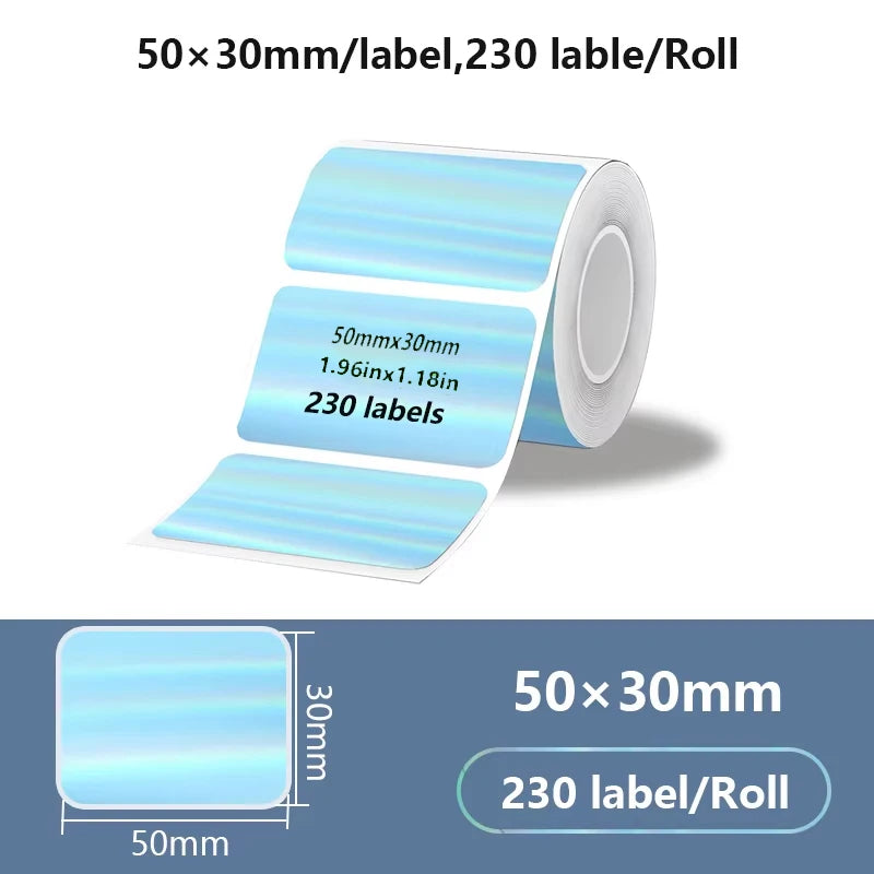 Munbyn/Nelko Holographic Laser Label Sticker Matte Silver Thermal Paper for M110 M220 M200 E210 P50 PM220 DETONG P1 WP9520 Ma
