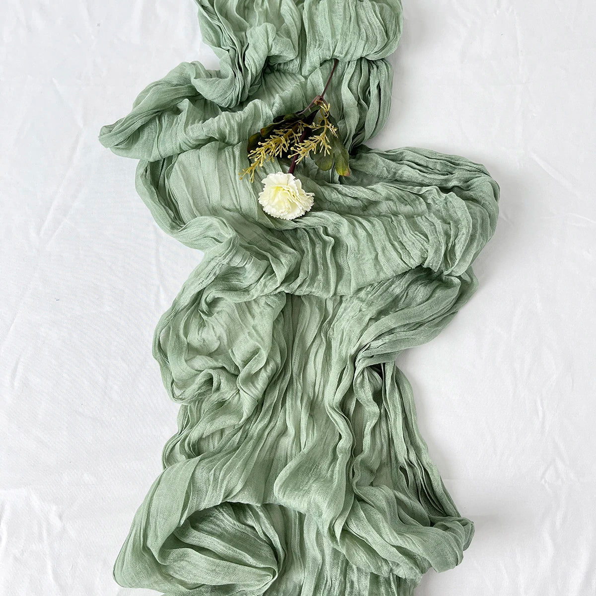 Semi-Sheer Gauze Table Runner Sage Cheesecloth Table Setting Dining Vintage Wedding Party Christmas Banquets Arches Cake Deco
