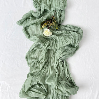Semi-Sheer Gauze Table Runner Sage Cheesecloth Table Setting Dining Vintage Wedding Party Christmas Banquets Arches Cake Deco