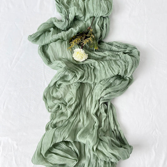 Semi-Sheer Gauze Table Runner Sage Cheesecloth Table Setting Dining Vintage Wedding Party Christmas Banquets Arches Cake Deco