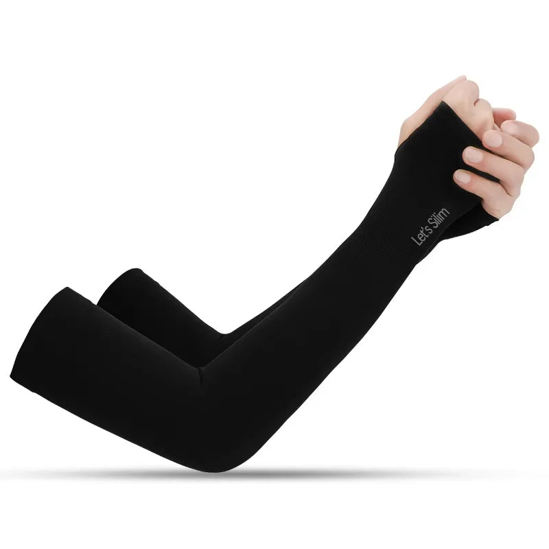 Anti-UV Arm Covers for Men Women Cycling Fingerless Gloves Summer Sport Ice Silk Cool Scarf Silk Elastic Arm Covers Driving -