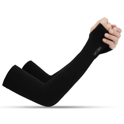 Anti-UV Arm Covers for Men Women Cycling Fingerless Gloves Summer Sport Ice Silk Cool Scarf Silk Elastic Arm Covers Driving -