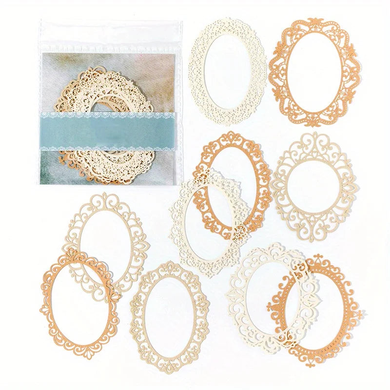 10 pcs Vintage Lace Hollow Material Paper Butterfly Craft Paper Junk Journal Planner Decorative DIY Scrapbooking Material Pac
