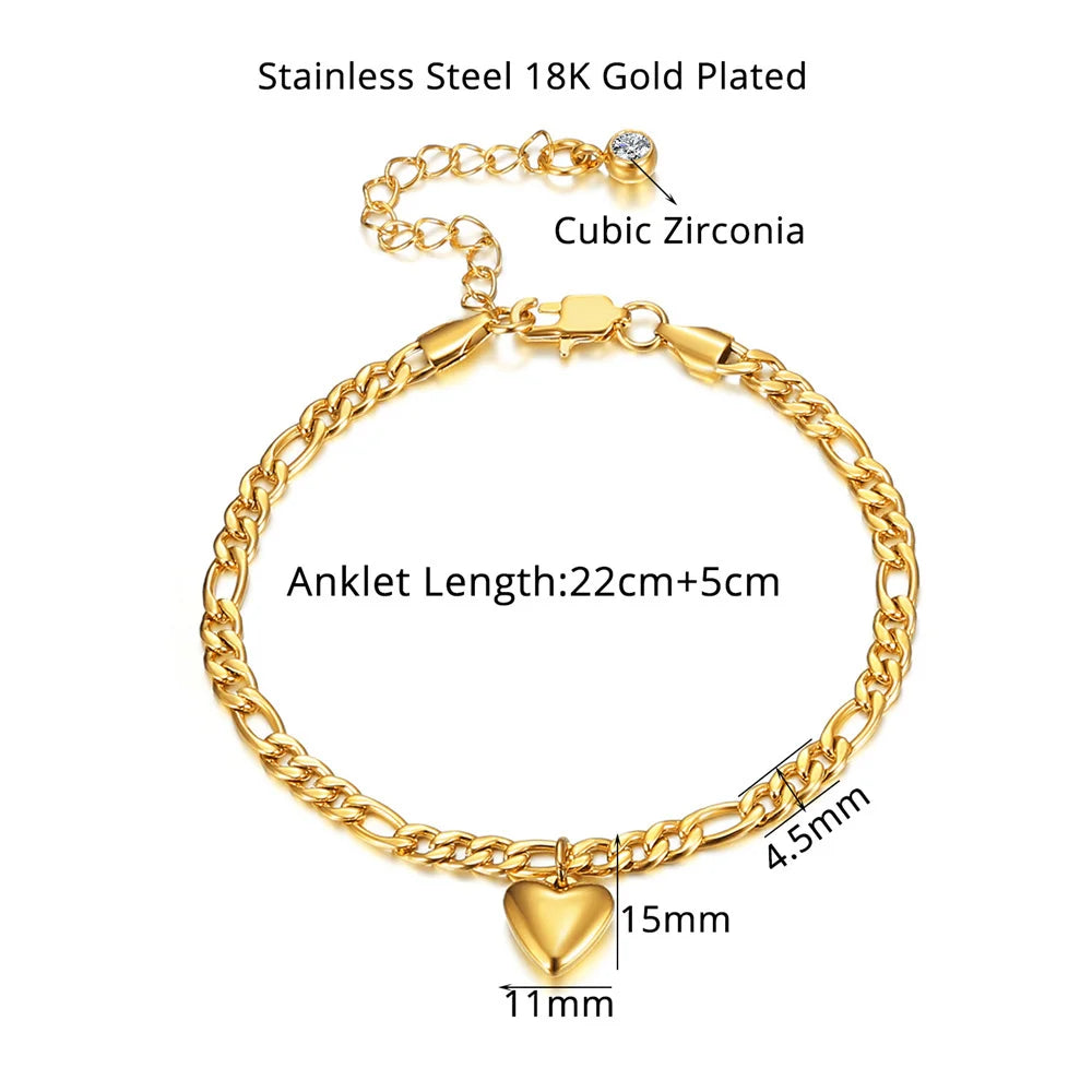 Anklet For Women Gold Color Stainless Steel Cuban Link Ankle Bracelets Summer 2024 Fashion Leg Chain Beach Foot Jewelry Anckl