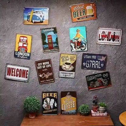 2026 （2D Tin Painting）Vintage Retro Style Metal Tin Sign Decorative Wall Art For Home Bar Decor