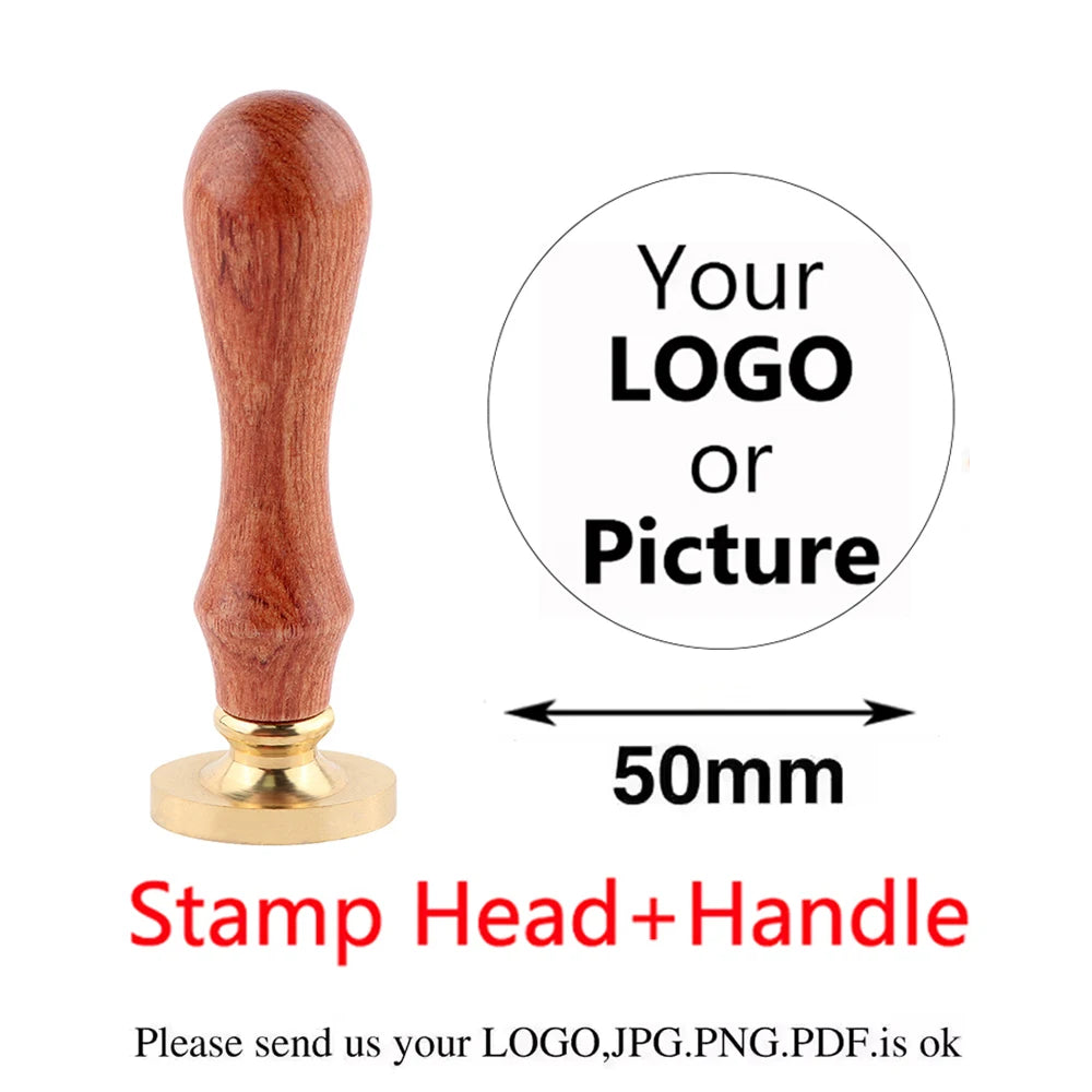 Custom Brass Wax Seal Stamp Personalized LOGO 25/30/40/50mm Round/Square Wax Sealing Head For Wedding Invitation Card Decor S