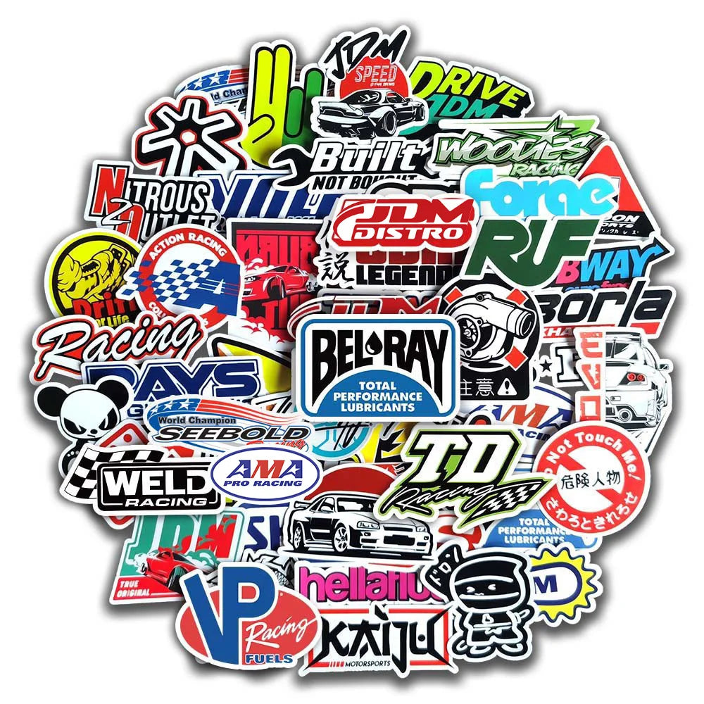 10/20/50/100pcs Cool JDM Stickers Auto Car Modify Motorcycle Scooter Bike Skateboard Laptop Graffiti Vinyl Decals Sticker Bom