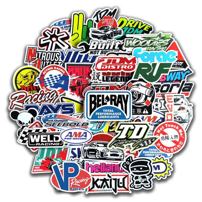 10/20/50/100pcs Cool JDM Stickers Auto Car Modify Motorcycle Scooter Bike Skateboard Laptop Graffiti Vinyl Decals Sticker Bom