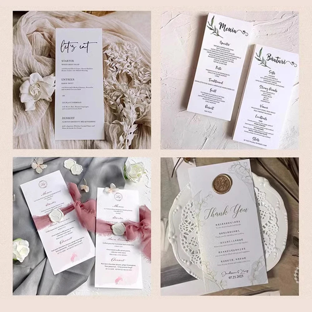 Personalized Table Card Couple's Name Wedding Invitations Thank You Welcome Menu Place Cards Editable Modern Minimalist Decor