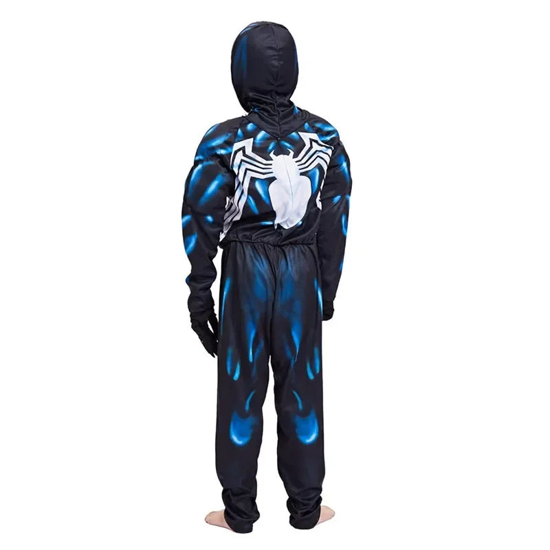Kids Black Spider Costume Superhero Costume Onesie 3D Spandex Unisex Jumpsuit Bodysuit for Kids Halloween Cosplay