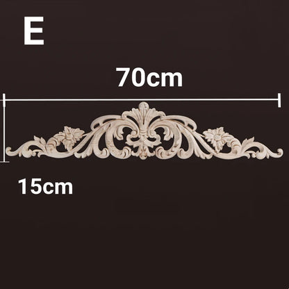 Wood Appliques and Onlays Natural Furniture Wall Door Woodcarving Decorative Long Flower Wooden Figurines Crafts Corner Frame