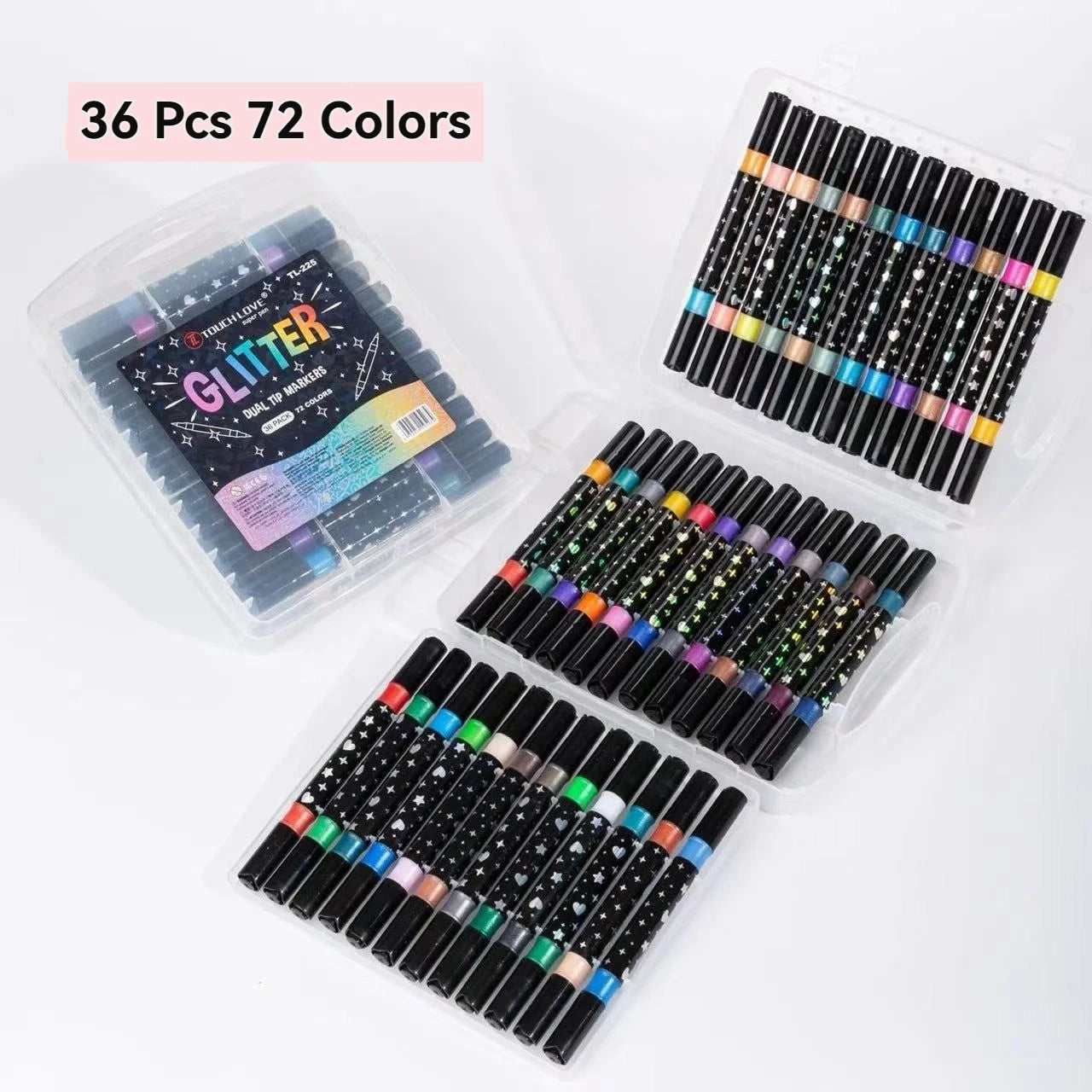 24/48/72/96 Colors Dual Brush Tip Glitter Art Markers Metallic Paint Marker Pens DIY Crafts Birthday Cards, Making Poster, Al