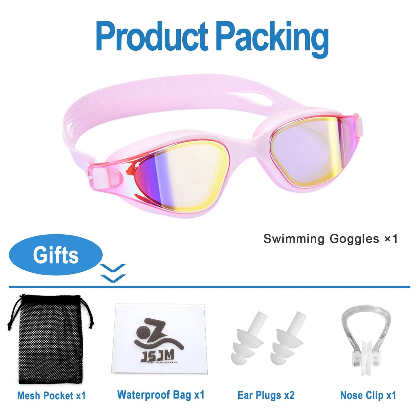 Unisex Adult Swimming Goggles – Anti-Fog Swim Glasses for Men & Women – Adjustable Silicone Waterproof Professional Swim Eyew